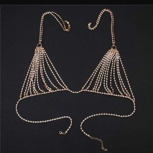 Gold plated rhinestone bra